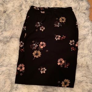 Black Floral Midi Skirt-Size 16